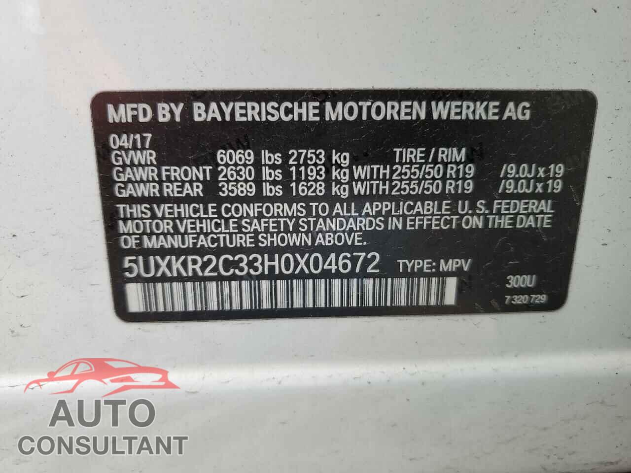 BMW X5 2017 - 5UXKR2C33H0X04672