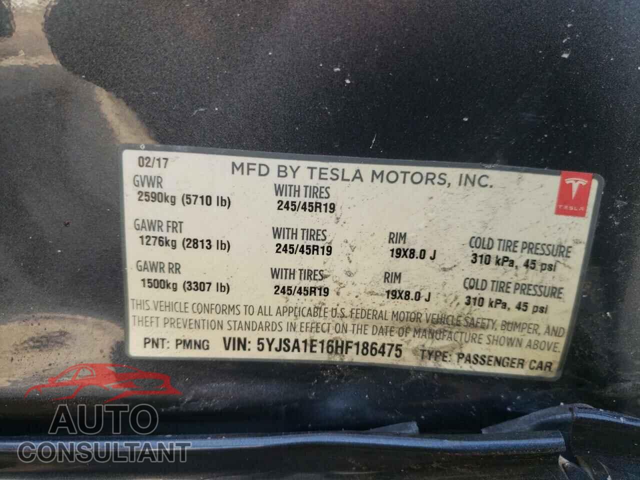 TESLA MODEL S 2017 - 5YJSA1E16HF186475