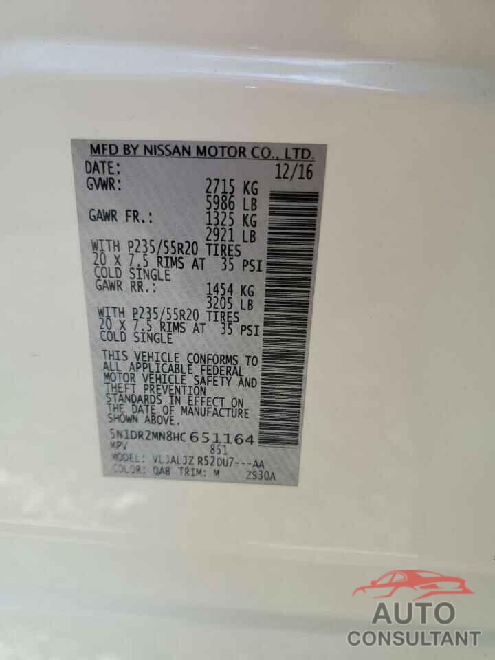 NISSAN PATHFINDER 2017 - 5N1DR2MN8HC651164