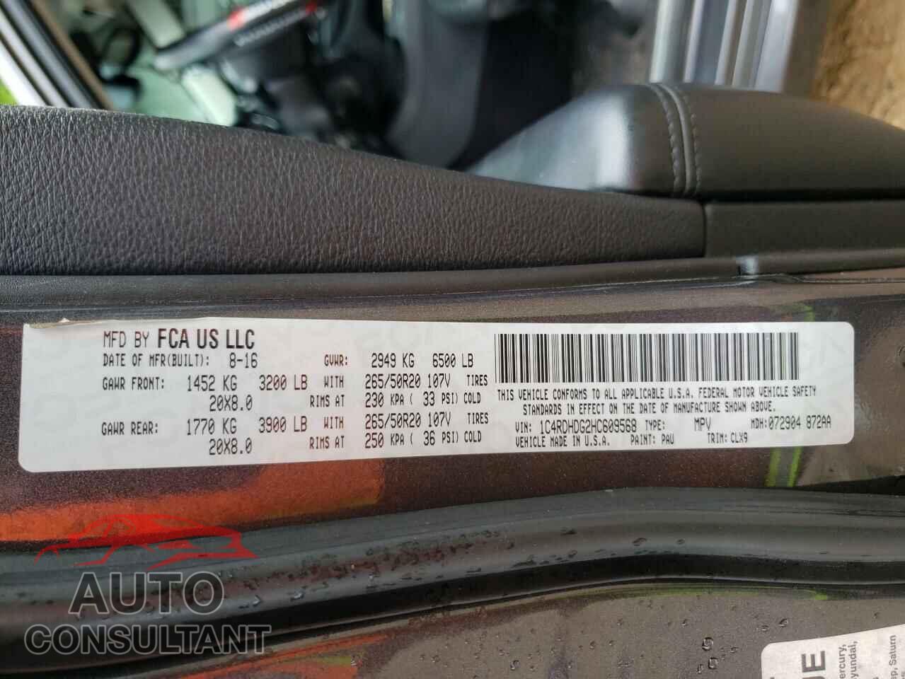 DODGE DURANGO 2017 - 1C4RDHDG2HC609568