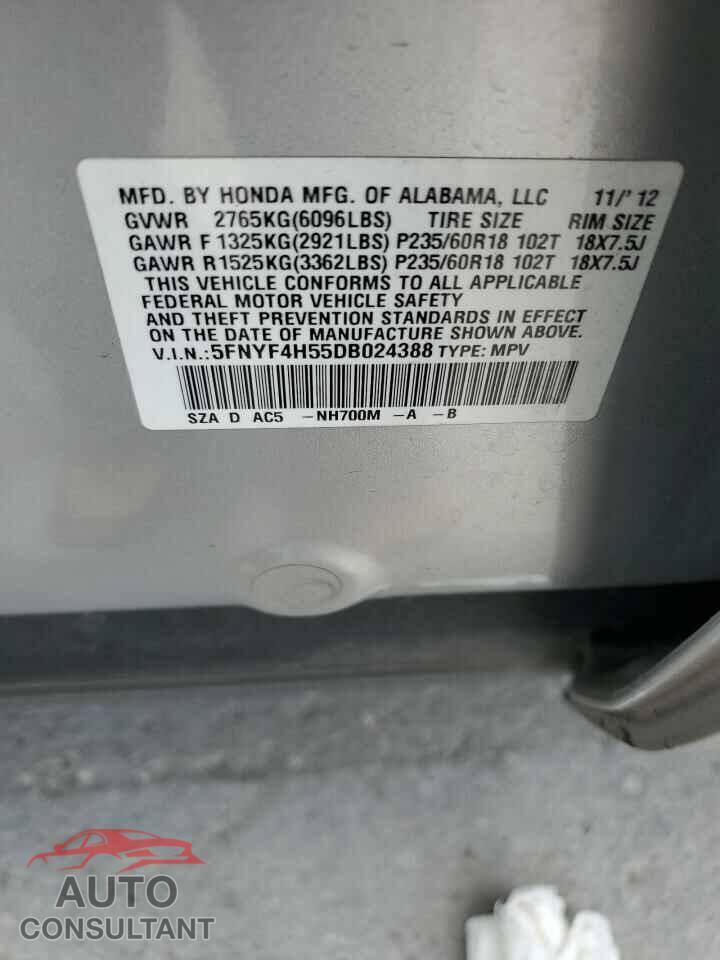 HONDA PILOT 2013 - 5FNYF4H55DB024388