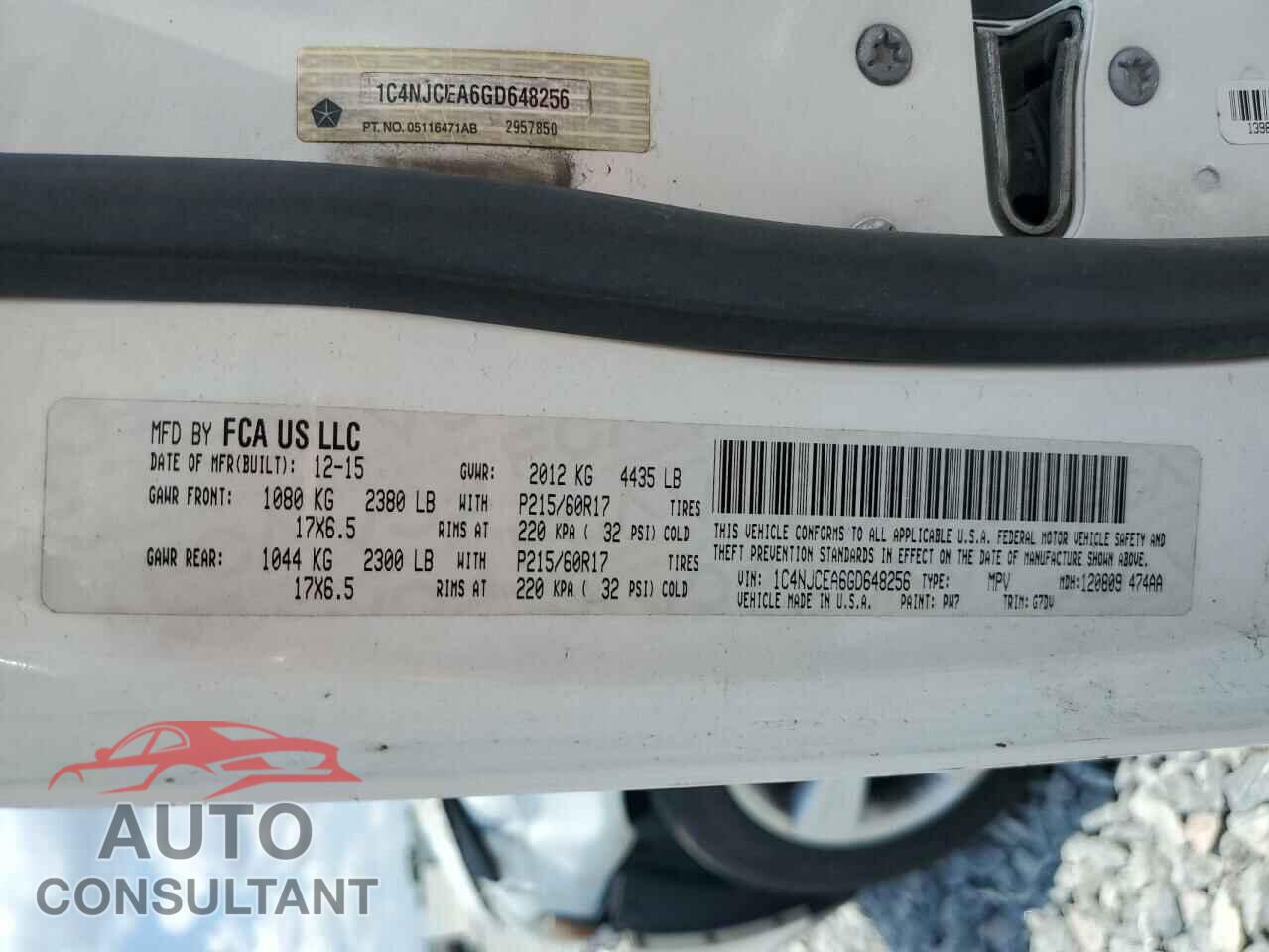 JEEP COMPASS 2016 - 1C4NJCEA6GD648256