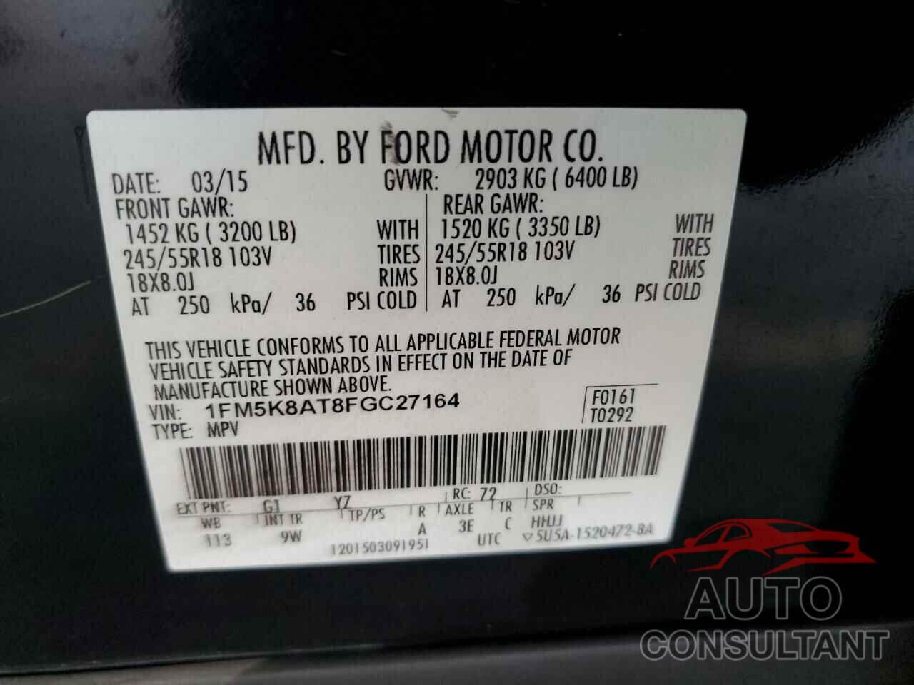 FORD EXPLORER 2015 - 1FM5K8AT8FGC27164