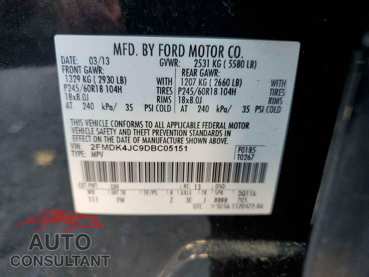 FORD EDGE 2013 - 2FMDK4JC9DBC05151