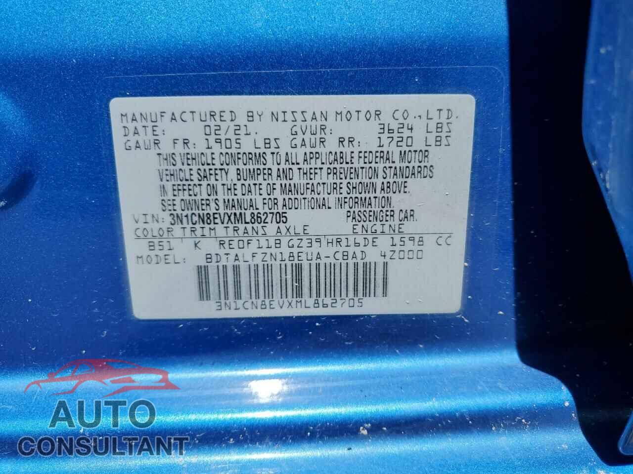 NISSAN VERSA 2021 - 3N1CN8EVXML862705