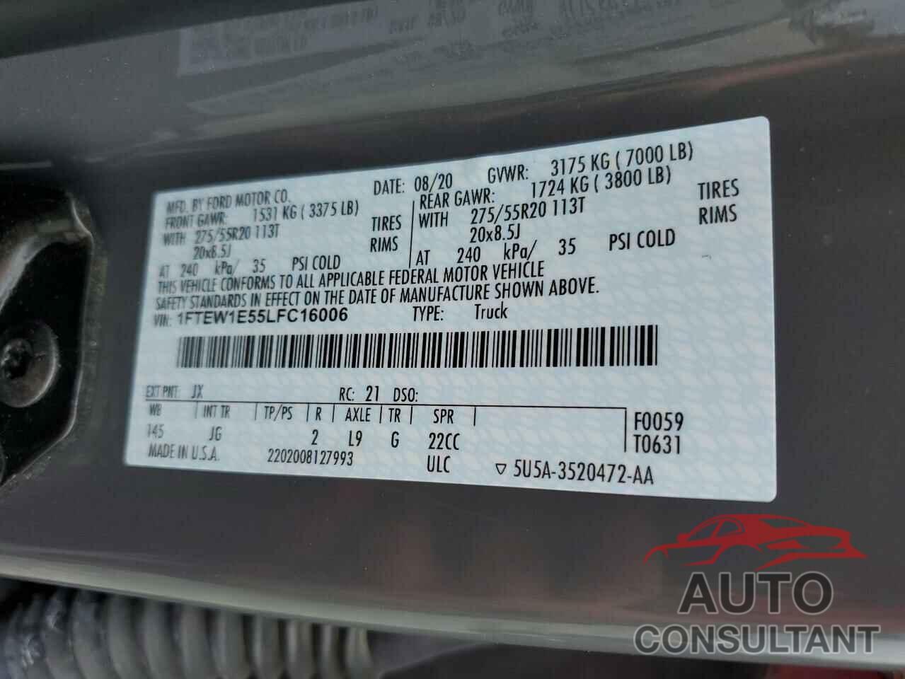 FORD F-150 2020 - 1FTEW1E55LFC16006