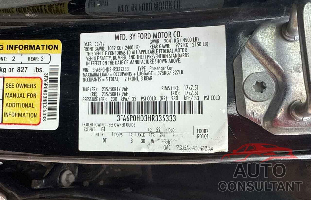 FORD FUSION 2017 - 3FA6P0HD3HR335333