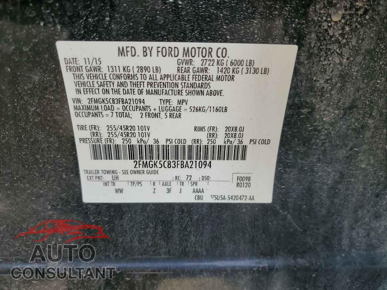 FORD FLEX 2015 - 2FMGK5C83FBA21094