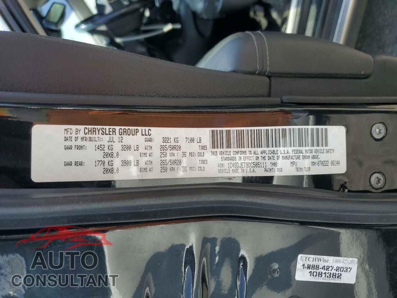 DODGE DURANGO 2013 - 1C4SDJET9DC505111
