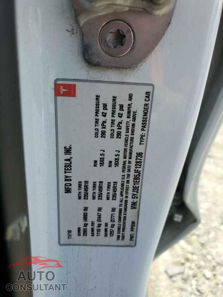 TESLA MODEL 3 2018 - 5YJ3E1EB5JF128736