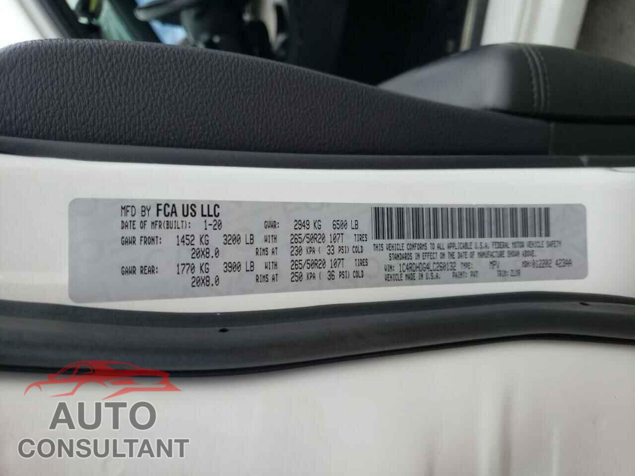 DODGE DURANGO 2020 - 1C4RDHDG4LC260132