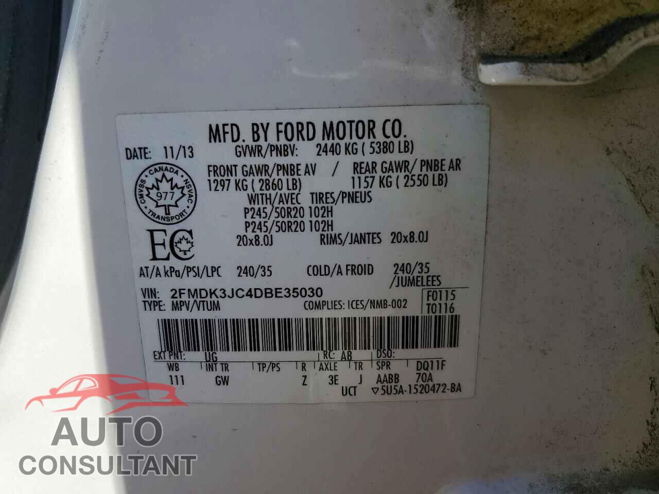 FORD EDGE 2013 - 2FMDK3JC4DBE35030