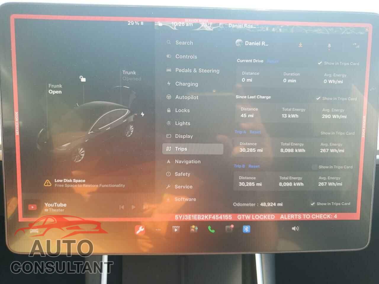 TESLA MODEL 3 2019 - 5YJ3E1EB2KF454155