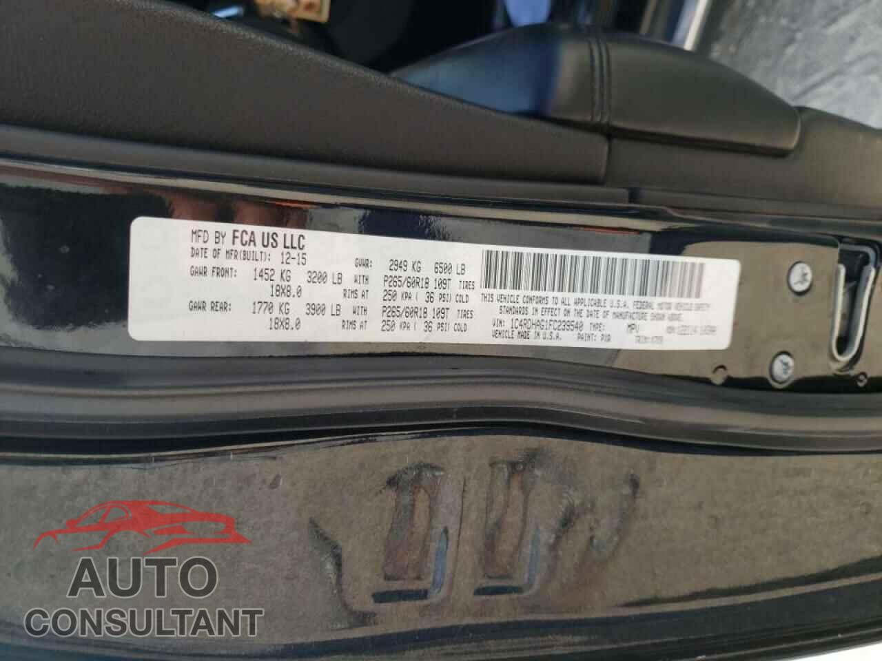 DODGE DURANGO 2015 - 1C4RDHAG1FC239540