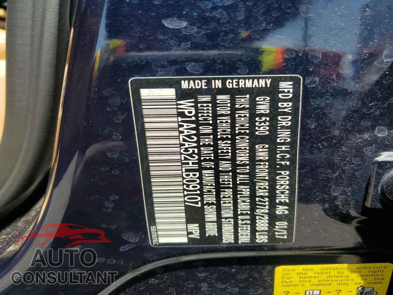 PORSCHE MACAN 2017 - WP1AA2A52HLB09107