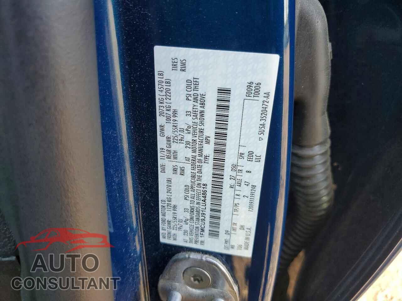 FORD ESCAPE 2020 - 1FMCU9J91LUA48618