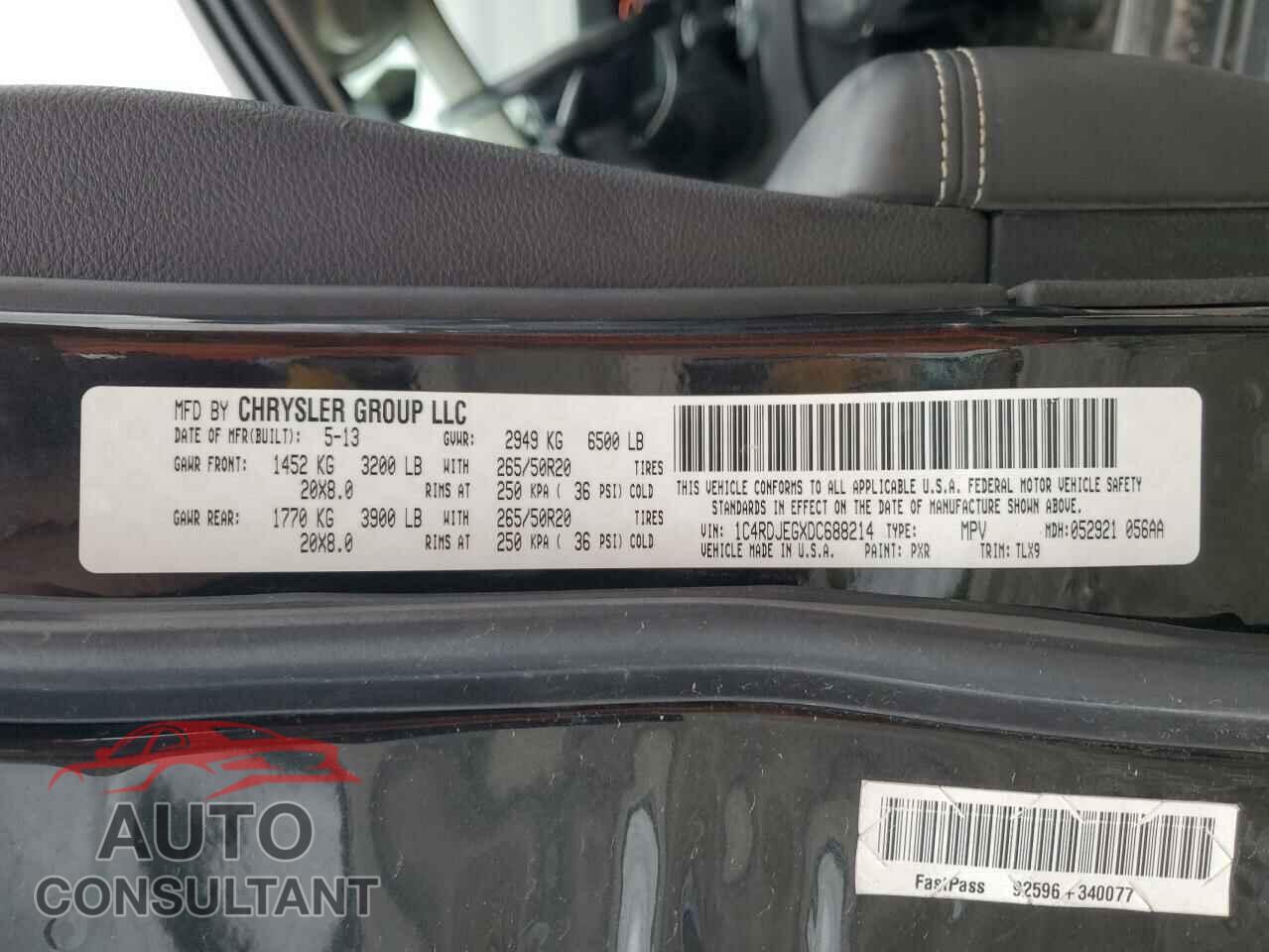 DODGE DURANGO 2013 - 1C4RDJEGXDC688214
