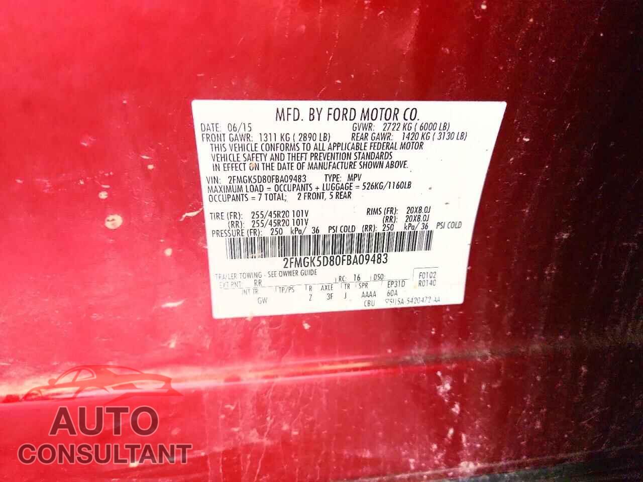 FORD FLEX 2015 - 2FMGK5D80FBA09483