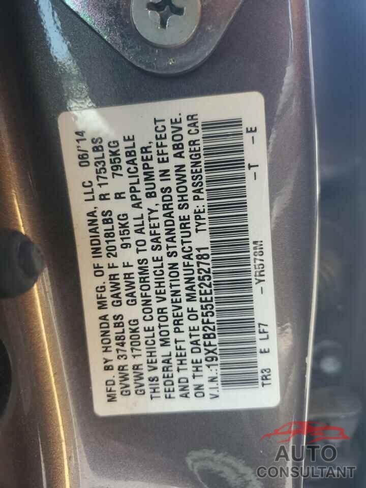 HONDA CIVIC 2014 - 19XFB2F55EE252781