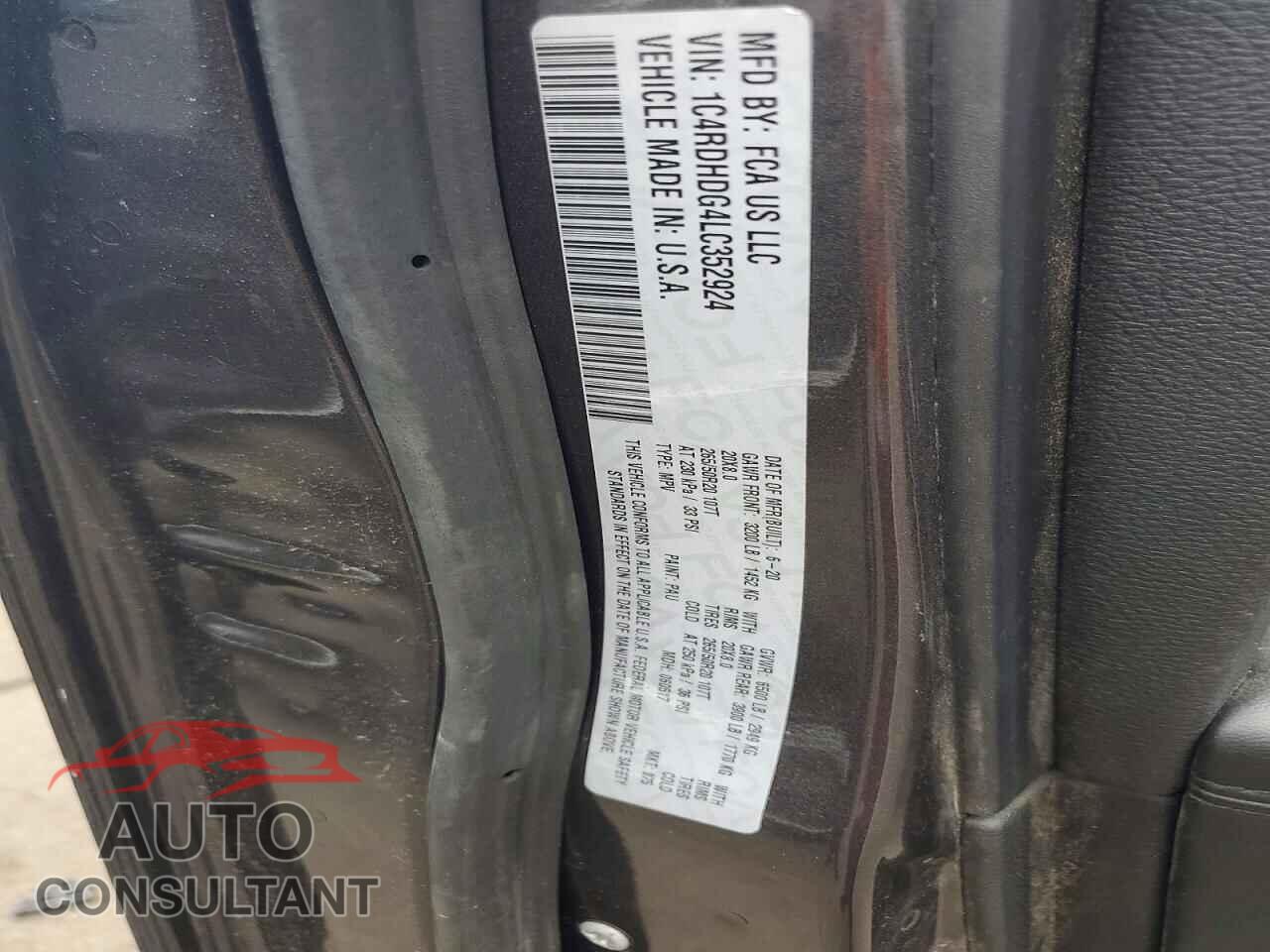 DODGE DURANGO 2020 - 1C4RDHDG4LC352924