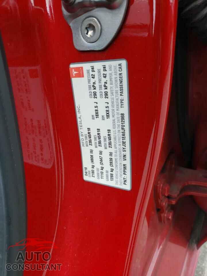 TESLA MODEL 3 2018 - 5YJ3E1EA6JF012968
