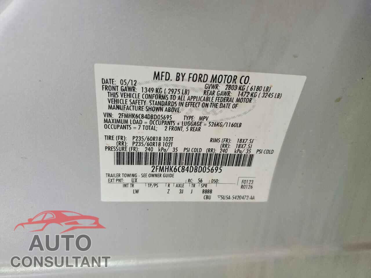 FORD FLEX 2013 - 2FMHK6C84DBD05695