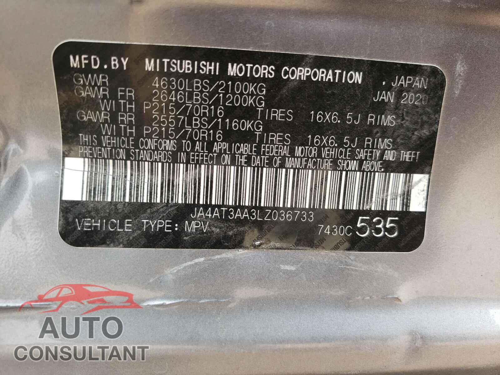 MITSUBISHI ECLIPSE 2020 - JA4AT3AA3LZ036733