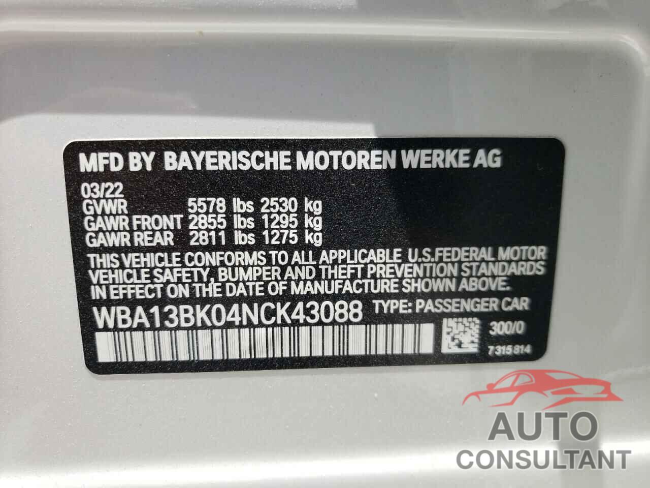 BMW M5 2022 - WBA13BK04NCK43088