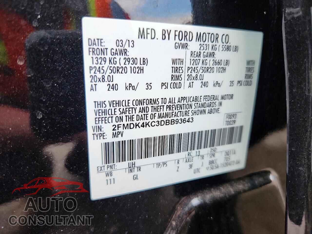 FORD EDGE 2013 - 2FMDK4KC3DBB93643