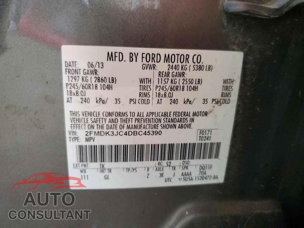 FORD EDGE 2013 - 2FMDK3JC4DBC45390