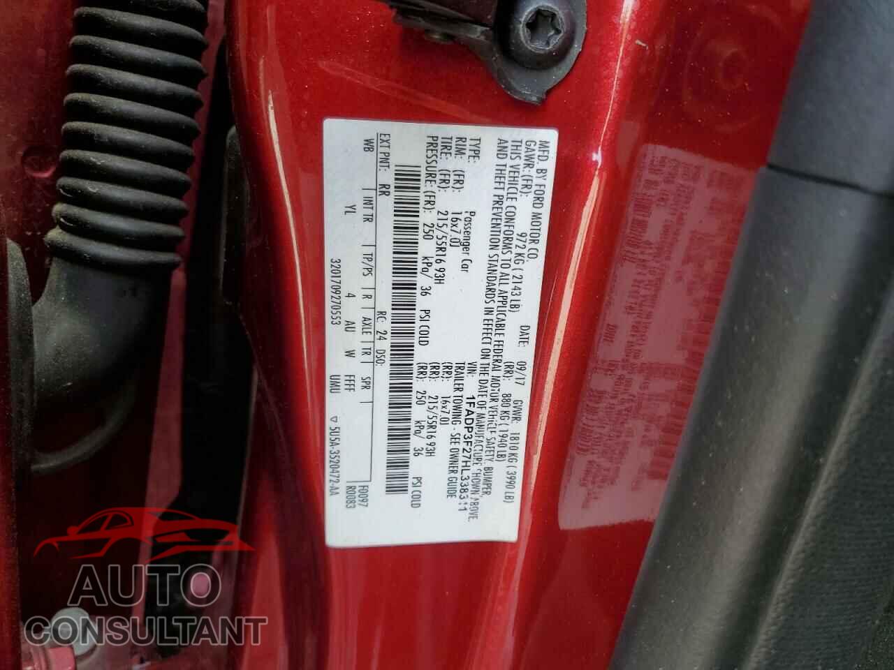 FORD FOCUS 2017 - 1FADP3F27HL338311