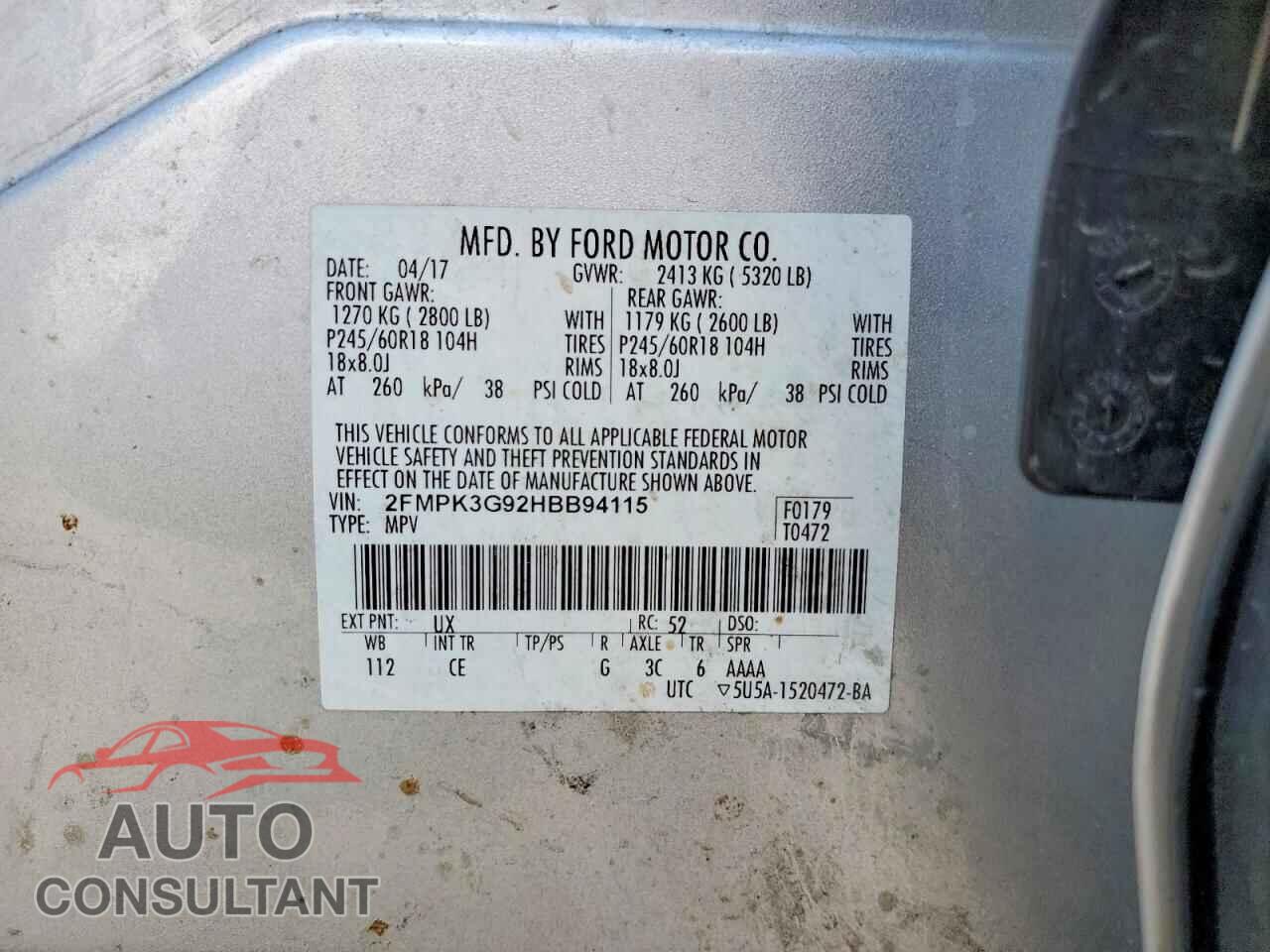 FORD EDGE 2017 - 2FMPK3G92HBB94115