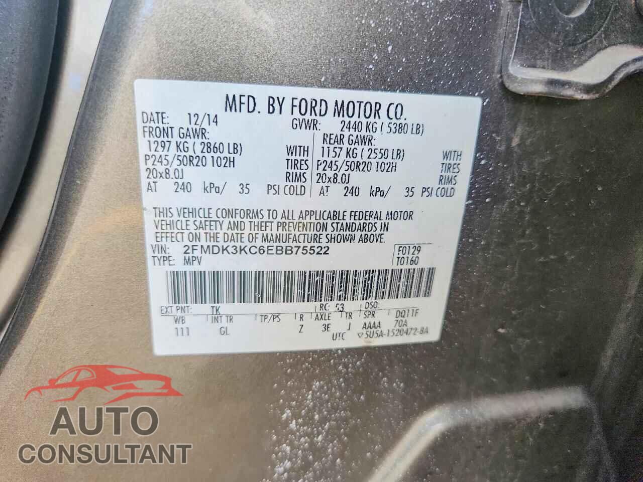 FORD EDGE 2014 - 2FMDK3KC6EBB75522