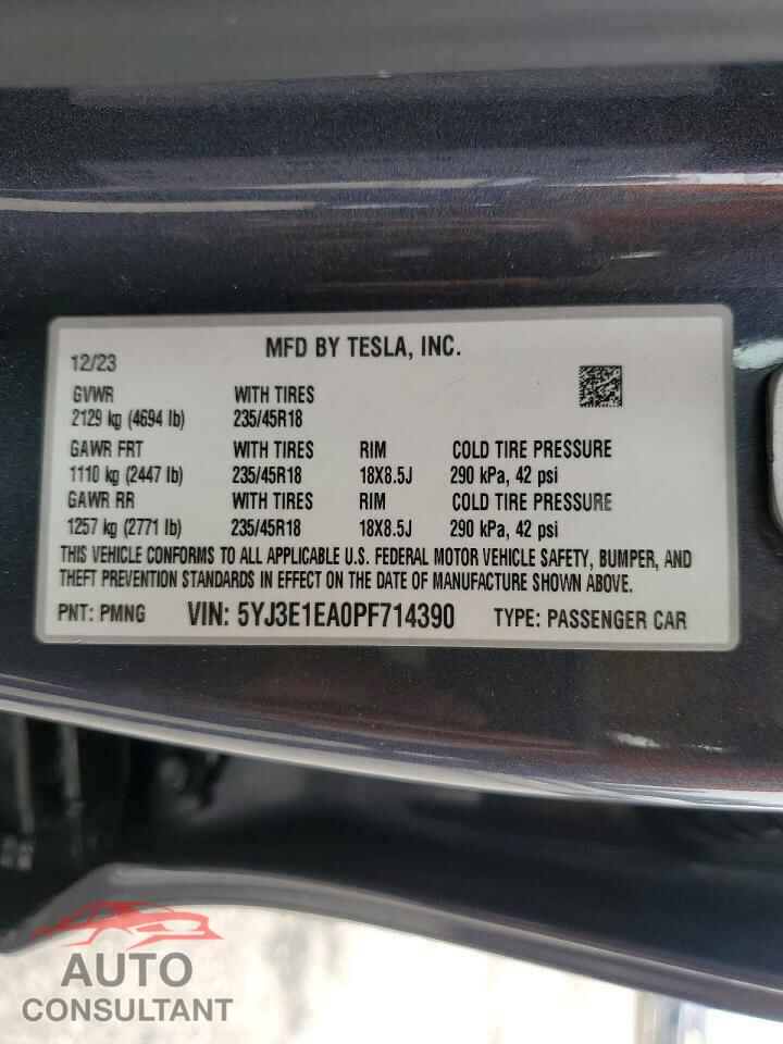 TESLA MODEL 3 2023 - 5YJ3E1EA0PF714390