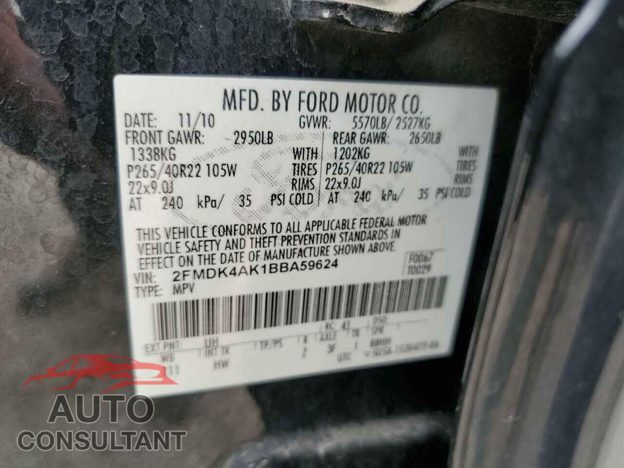 FORD EDGE 2011 - 2FMDK4AK1BBA59624