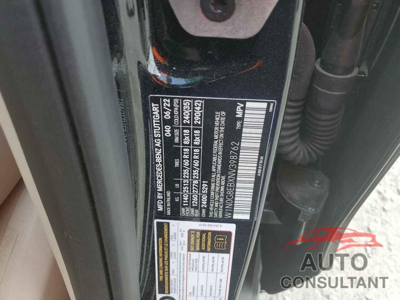 MERCEDES-BENZ GLC-CLASS 2022 - W1N0G8EBXNV398762