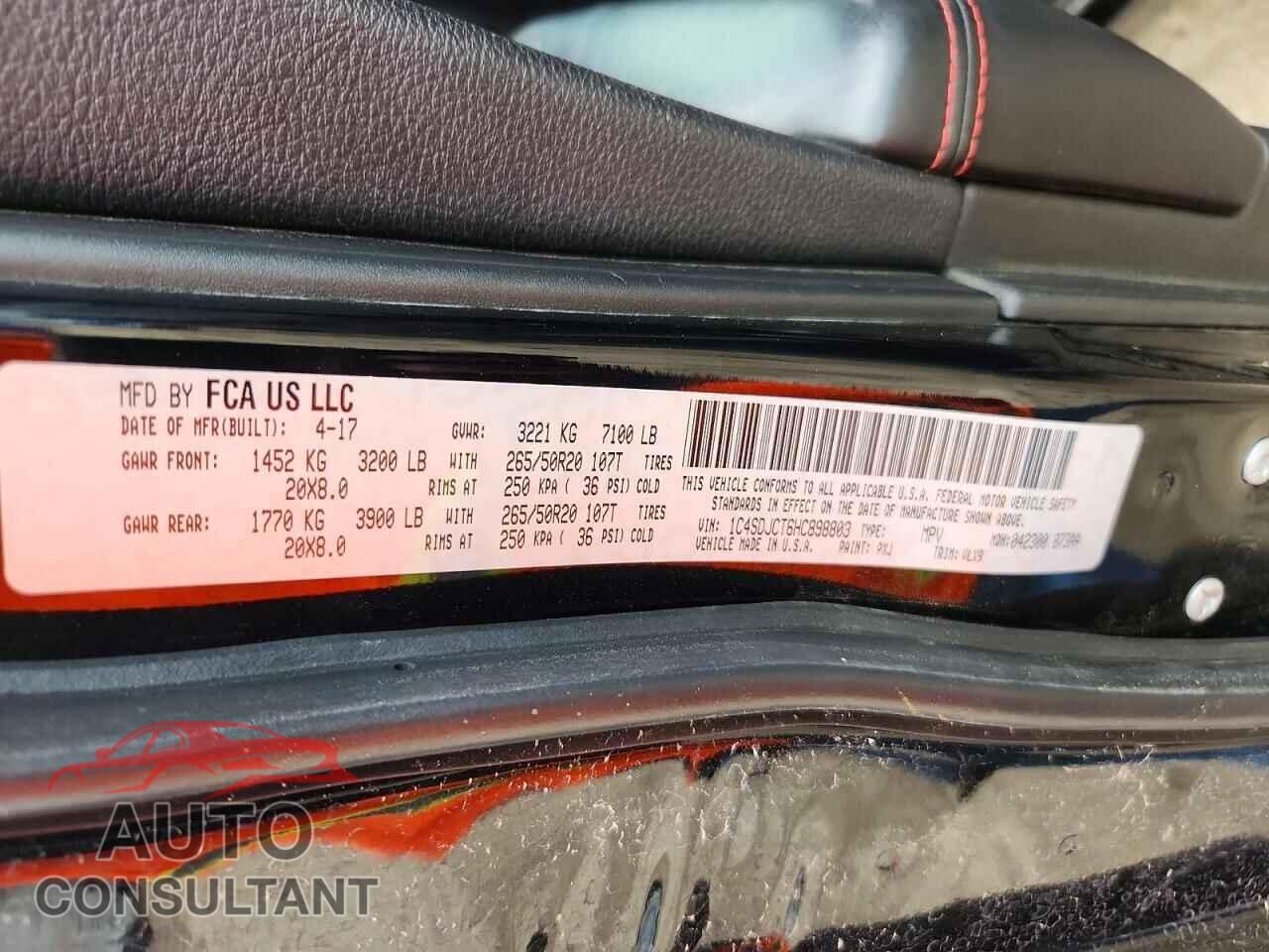 DODGE DURANGO 2017 - 1C4SDJCT6HC898803
