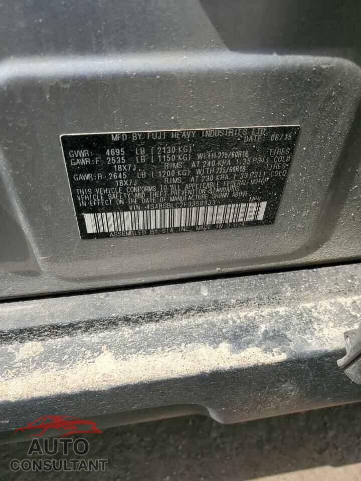 SUBARU OUTBACK 2015 - 4S4BSBLC2F3350933