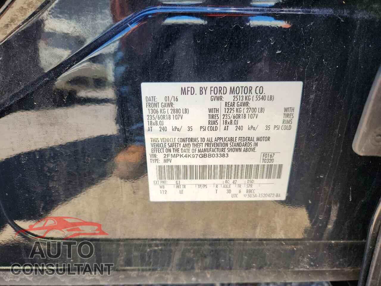 FORD EDGE 2016 - 2FMPK4K97GBB03383