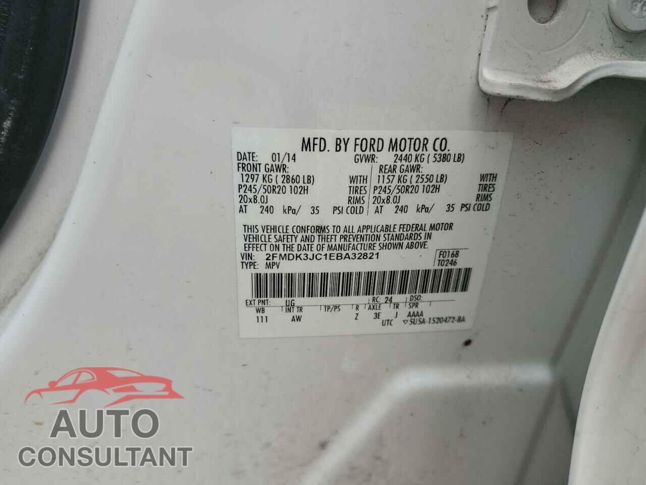 FORD EDGE 2014 - 2FMDK3JC1EBA32821