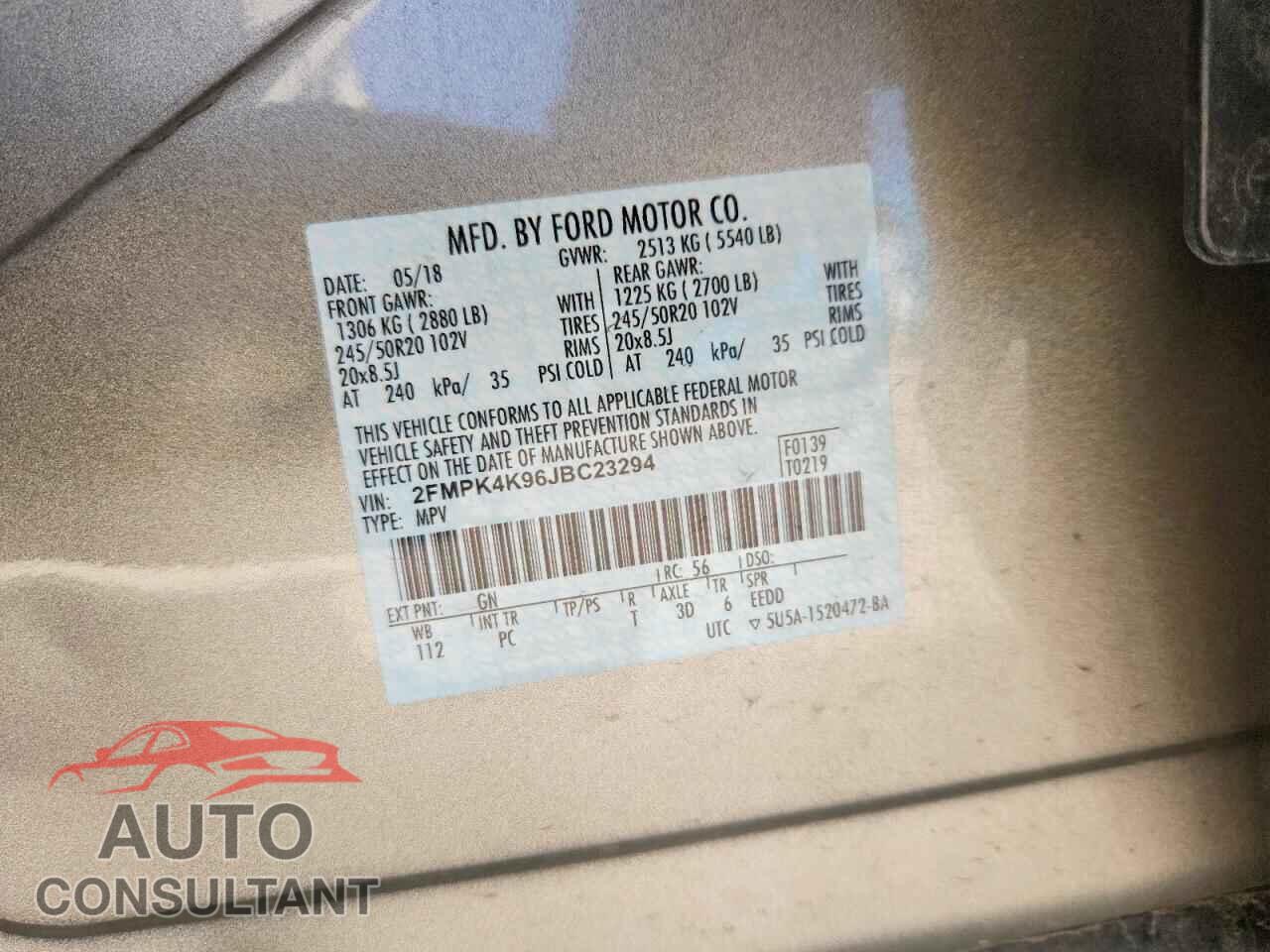 FORD EDGE 2018 - 2FMPK4K96JBC23294
