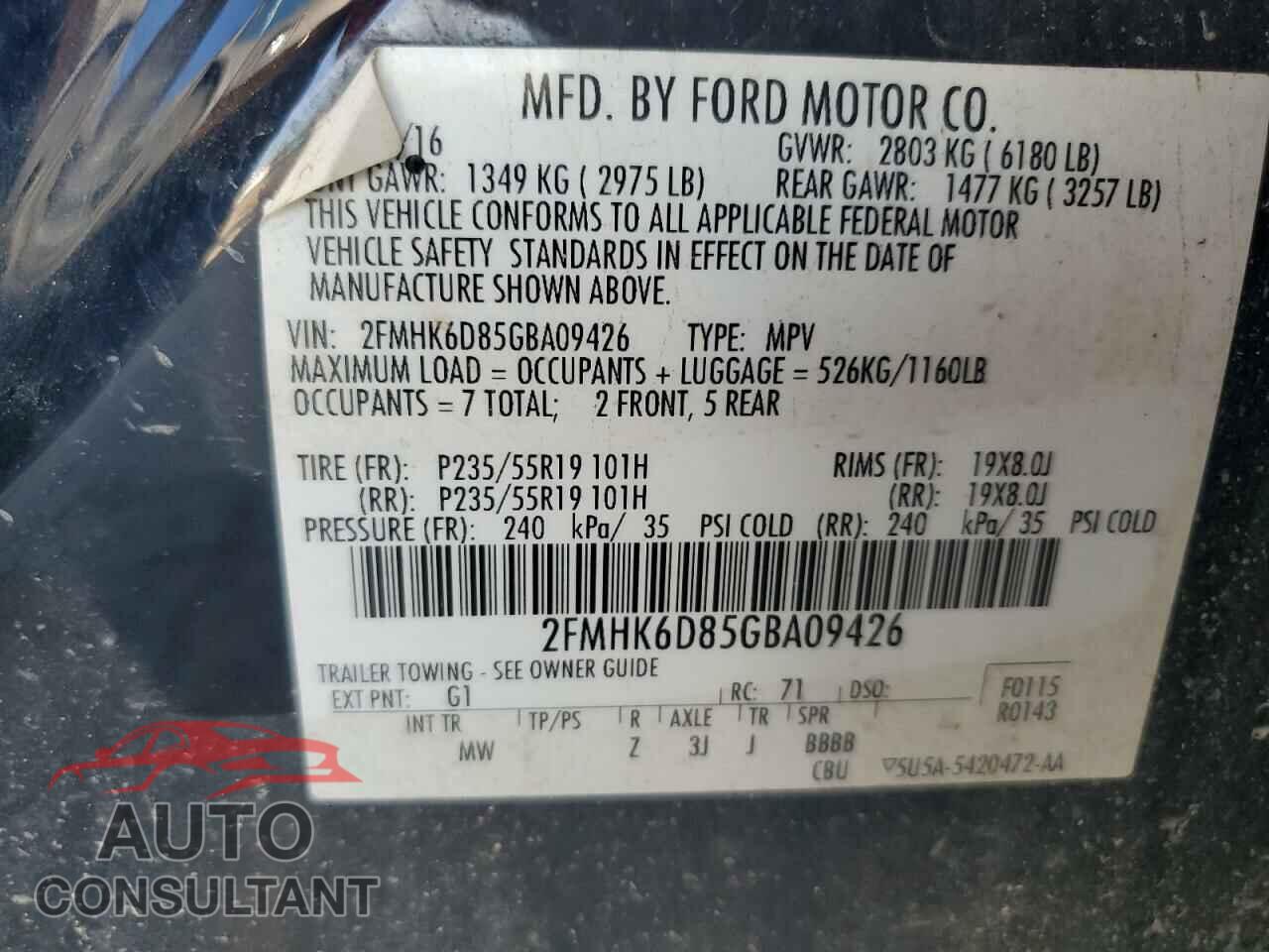 FORD FLEX 2016 - 2FMHK6D85GBA09426