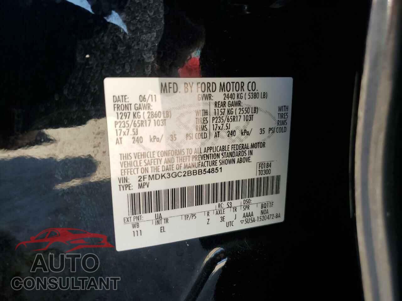 FORD EDGE 2011 - 2FMDK3GC2BBB54851