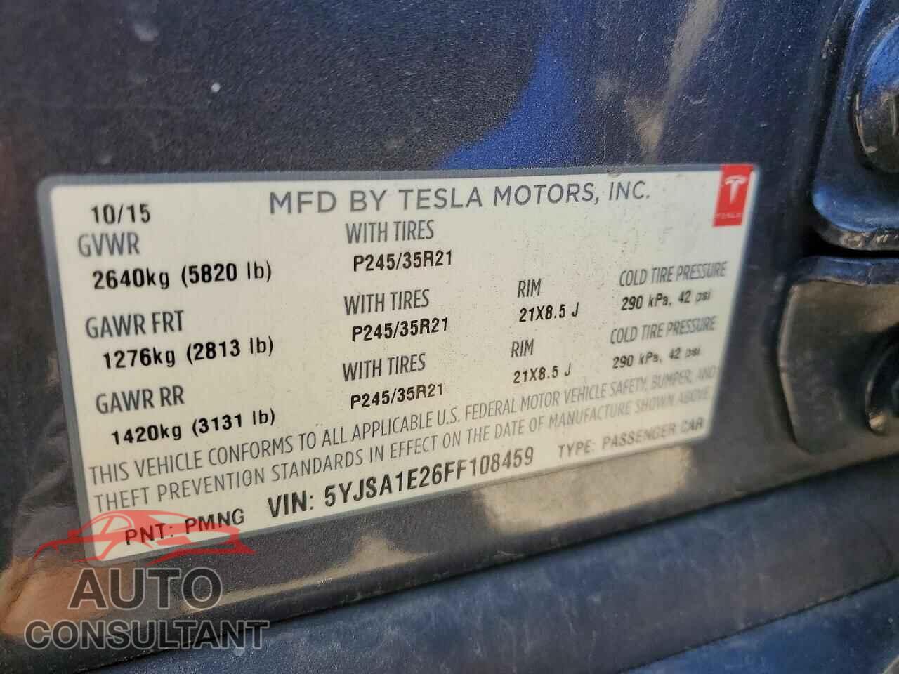 TESLA MODEL S 2015 - 5YJSA1E26FF108459