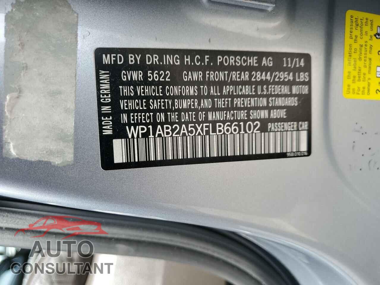 PORSCHE MACAN 2015 - WP1AB2A5XFLB66102