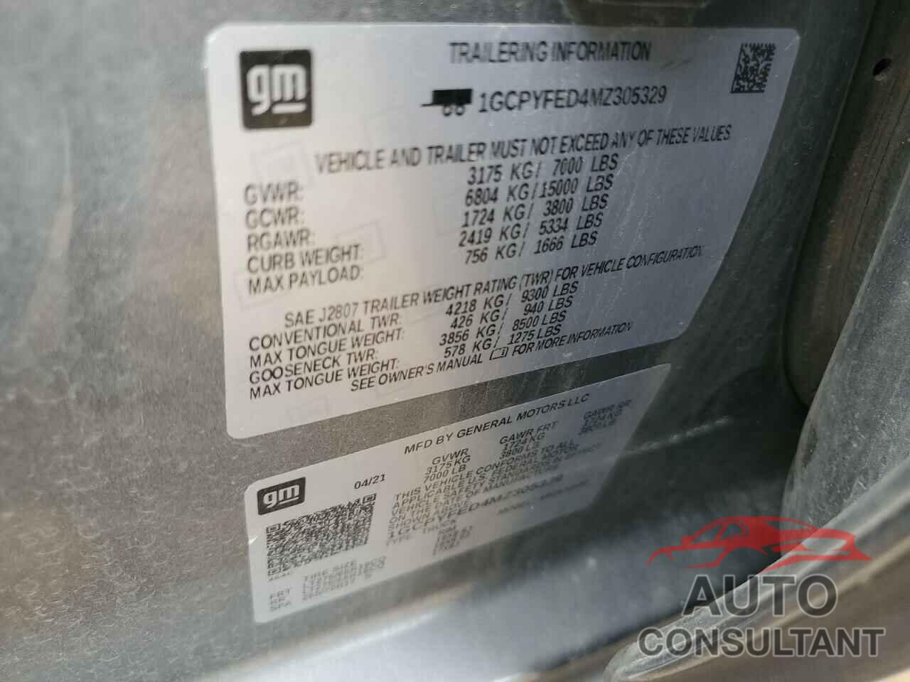 CHEVROLET ALL Models 2021 - 1GCPYFED4MZ305329