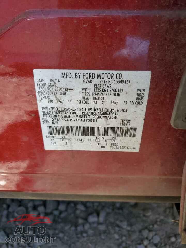 FORD EDGE 2016 - 2FMPK4J97GBB73581