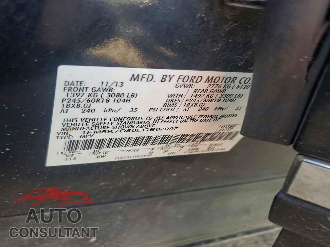 FORD EXPLORER 2014 - 1FM5K7D80EGB07097