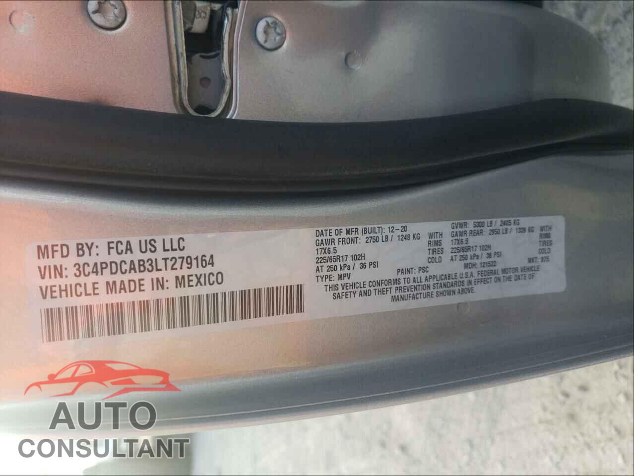 DODGE JOURNEY 2020 - 3C4PDCAB3LT279164