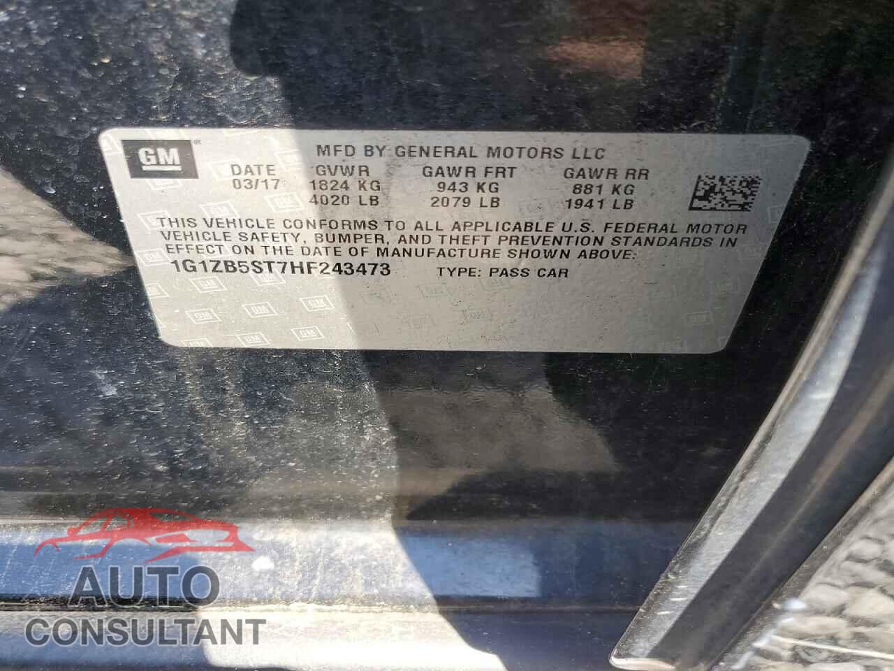 CHEVROLET MALIBU 2017 - 1G1ZB5ST7HF243473